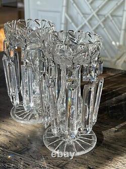19th c. Victorian English Irish Cut Glass Crystal Girandoles Lusters Candelabras