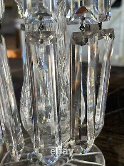 19th c. Victorian English Irish Cut Glass Crystal Girandoles Lusters Candelabras