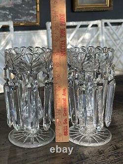 19th c. Victorian English Irish Cut Glass Crystal Girandoles Lusters Candelabras
