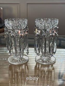 19th c. Victorian English Irish Cut Glass Crystal Girandoles Lusters Candelabras