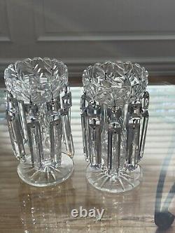 19th c. Victorian English Irish Cut Glass Crystal Girandoles Lusters Candelabras