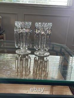 19th c. Victorian English Irish Cut Glass Crystal Girandoles Lusters Candelabras