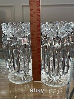 19th c. Victorian English Irish Cut Glass Crystal Girandoles Lusters Candelabras