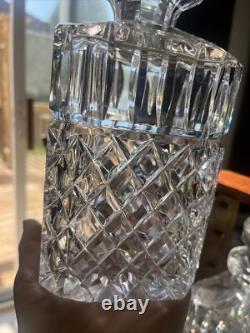 1 Czechoslovakia Lead Crystal Decanter with Stopper Hand Cut Square 3 Available