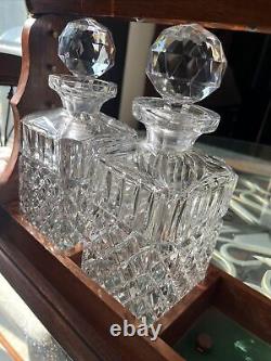 1 Czechoslovakia Lead Crystal Decanter with Stopper Hand Cut Square 3 Available