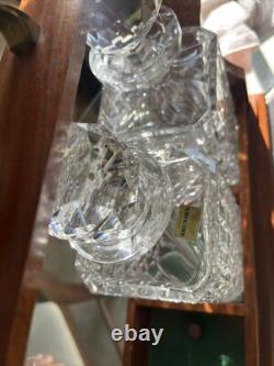 1 Czechoslovakia Lead Crystal Decanter with Stopper Hand Cut Square 3 Available