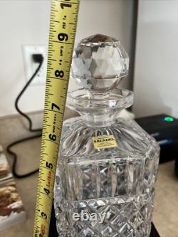 1 Czechoslovakia Lead Crystal Decanter with Stopper Hand Cut Square 3 Available