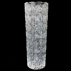 1 (One) BOHEMIAN CRYSTAL QUEENS LACE Vintage Hand Cut Lead Crystal 11.75 Vase