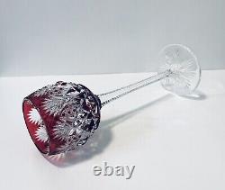 1 Saint Louis Florence Ruby Red Cut To Clear Crystal Wine Glass