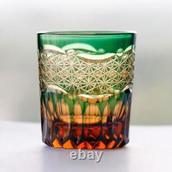 1 Set Of 4Pcs Crystal Whiskey Glasses Edo Kiriko Hand Cut To Clear Glassware 9oz