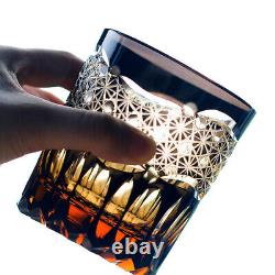 1 Set Of 4Pcs Crystal Whiskey Glasses Edo Kiriko Hand Cut To Clear Glassware 9oz