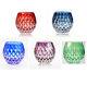 1 Set Round 5Colors Whiskey Glasses Japanese Edo Kiriko Hand Cut To Crystal 11oz