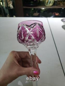 1 Wine goblet Glass Hock, Amethyst Cut to clear Crystal Saint Louis STL54