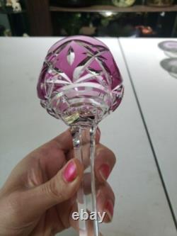 1 Wine goblet Glass Hock, Amethyst Cut to clear Crystal Saint Louis STL54