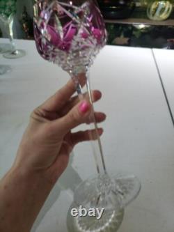 1 Wine goblet Glass Hock, Amethyst Cut to clear Crystal Saint Louis STL54