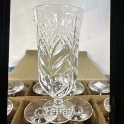 2004 12 Cut Crystal 5th Ave PORTICO Iced Tea Clear Glasses Art Deco Wheat Pat