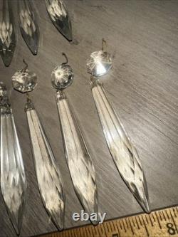 20 Vintage antique Cut Crystal Glass Chandelier Icicle Prisms Legit Antique