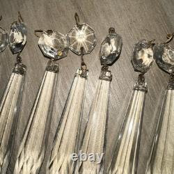 20 Vintage antique Cut Crystal Glass Chandelier Icicle Prisms Legit Antique