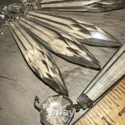 20 Vintage antique Cut Crystal Glass Chandelier Icicle Prisms Legit Antique