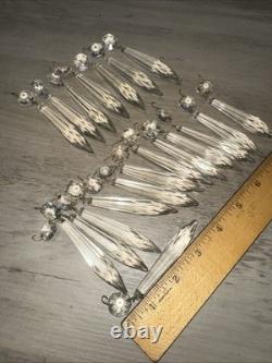 20 Vintage antique Cut Crystal Glass Chandelier Icicle Prisms Legit Antique