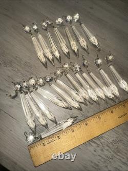 20 Vintage antique Cut Crystal Glass Chandelier Icicle Prisms Legit Antique