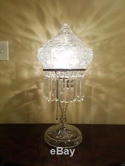 21 Antique Cut Crystal Dome Glass Mushroom Lamp Flowers 8 Fitter Shade VTG