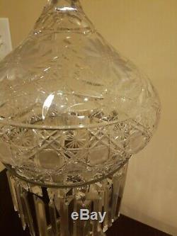 21 Antique Cut Crystal Dome Glass Mushroom Lamp Flowers 8 Fitter Shade VTG