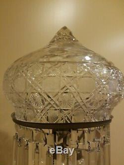 21 Antique Cut Crystal Dome Glass Mushroom Lamp Flowers 8 Fitter Shade VTG