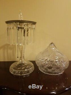 21 Antique Cut Crystal Dome Glass Mushroom Lamp Flowers 8 Fitter Shade VTG