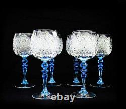 280ml/9.5oz Vintage handmade Cut Crystal Green Stem Wine Glasses, Set of 6 glass