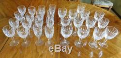 29pc Waterford Kildare Hand Cut Crystal Water, Wine & Champagne Flutes Stemware