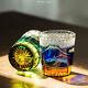 2PCS Kiriko Fuji Mountain Hand Cut To Cased Crystal Glasses For Whiskey Sets 9oz