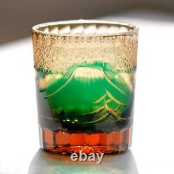 2PCS Kiriko Fuji Mountain Hand Cut To Cased Crystal Glasses For Whiskey Sets 9oz