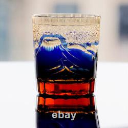 2PCS Kiriko Fuji Mountain Hand Cut To Cased Crystal Glasses For Whiskey Sets 9oz