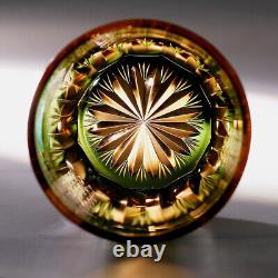 2Pcs Edo Kiriko Crystal Whiskey Glasses Hand Cut To Clear Green 9oz Gift Packing