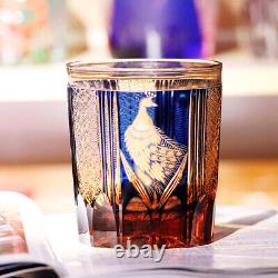 2Pcs Edo Kiriko Crystal Whiskey Glasses Hand Cut To Clear Green 9oz Gift Packing