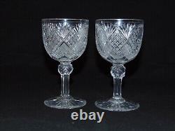 2 ABP BRILLIANT CUT GLASS CRYSTAL Wine Glasses Stem Dorflinger 28 Hawkes