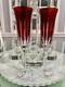 2 AJKA CASTILLE ruby cased cut to clear crystal champagne flutes STORE CLOSING