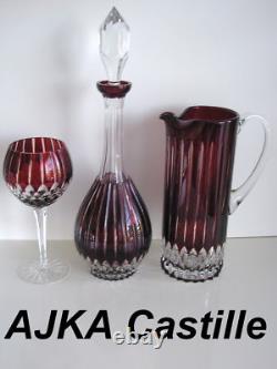 2 AJKA CASTILLE ruby cased cut to clear crystal champagne flutes STORE CLOSING