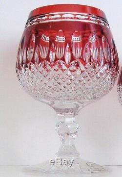 2 Ajka Clarendon Ruby Red Cased Cut To Clear Crystal Inhaler Brandy Cognac