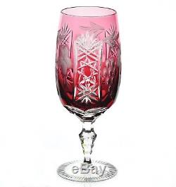 2 Ajka Marsala Cased Cranberry Pink Cut to Clear Crystal Tea Water Bev Goblet 8