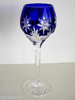 2 Ajka Star Of Midnight Cobalt Blue Cased Cut To Clear Crystal Wine Goblets