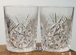 2 Antique American Brilliant Period Cut Crystal Whiskey Glasses Discontinued