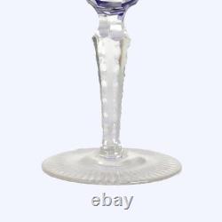 2 Antique Bohemian Cobalt Blue Floral & Grape Cut To Clear Crystal Wine Goblets