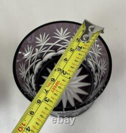 2 Bohemian Cut To Clear Rocks Glasses 8 oz