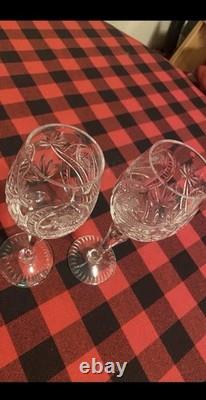 2 Crystal Hock Wine Glasses 8in