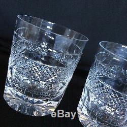 2 Cumbria Crystal Grasmere Hand Cut Old Fashioned Whisky Tumblers Georgian Style