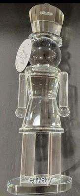2 Elegant Cut Crystal Glass Nutcracker Figurine Set Holiday Christmas Decor