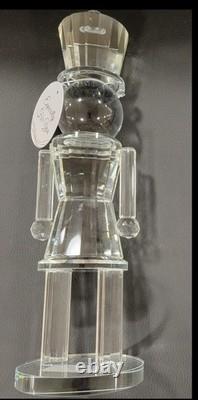 2 Elegant Cut Crystal Glass Nutcracker Figurine Set Holiday Christmas Decor