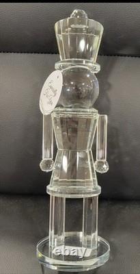 2 Elegant Cut Crystal Glass Nutcracker Figurine Set Holiday Christmas Decor